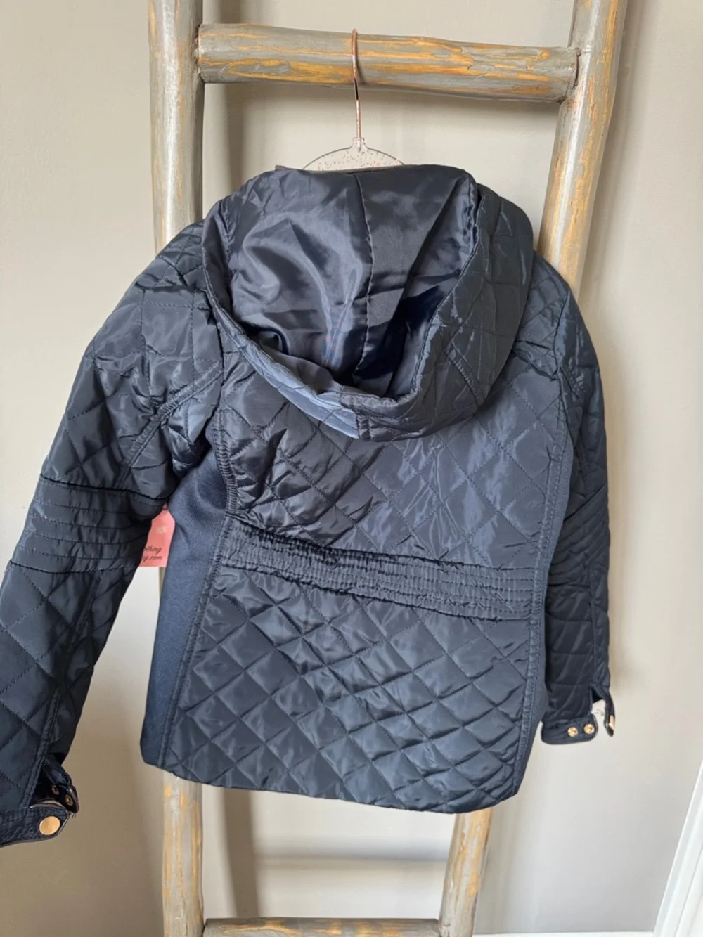 Kids Quilted Hooded Jacket - Navy